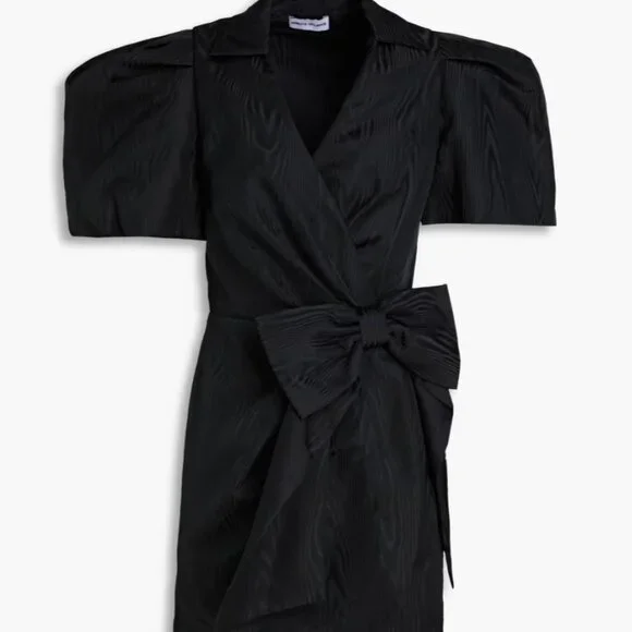 NWT REBECCA VALLANCE Malone bow-embellished mini wrap dress size UK8 XS - Picture 2 of 9